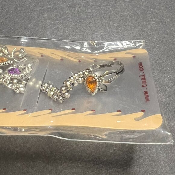 Zeal Silver Tone Colorful Gem Rhinestone Tassel Bracelet + Adjustable Ring - Picture 4 of 4